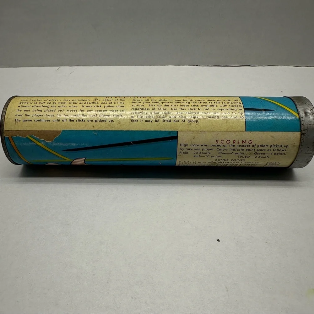 Vintage Steven Pixie Pic-Up Stix Game - Original Tin/Canister - Retro 1950s Toy